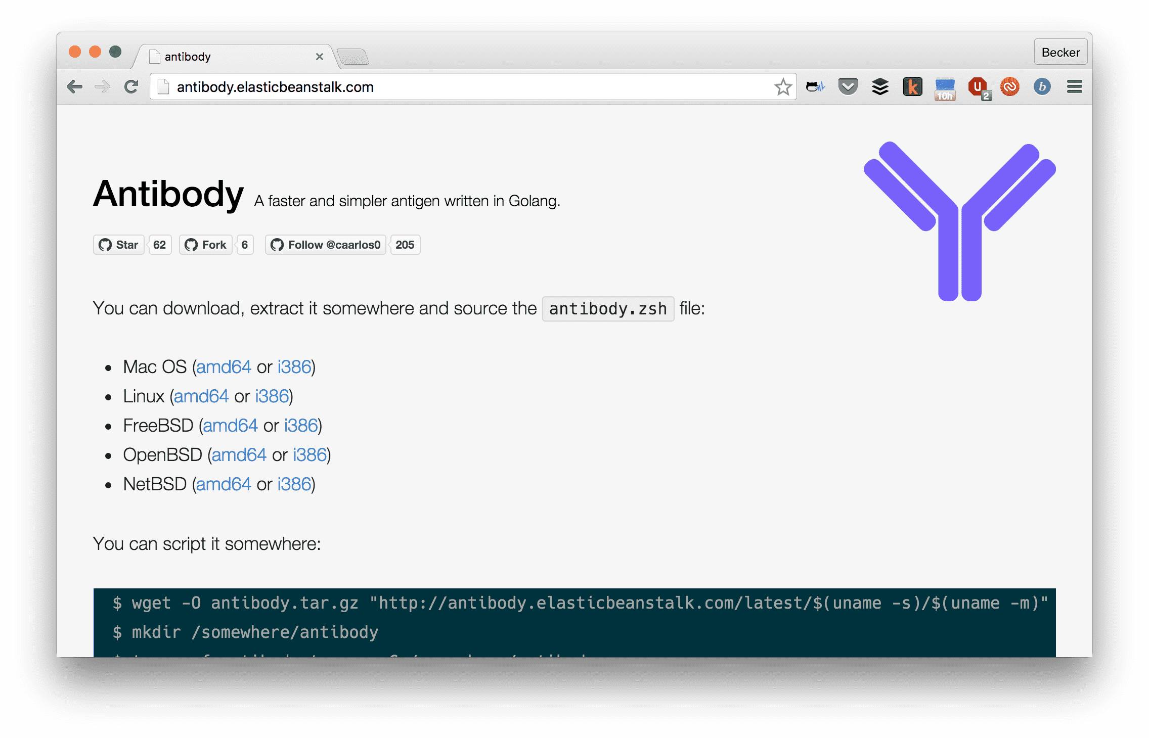 Antibody's home page.