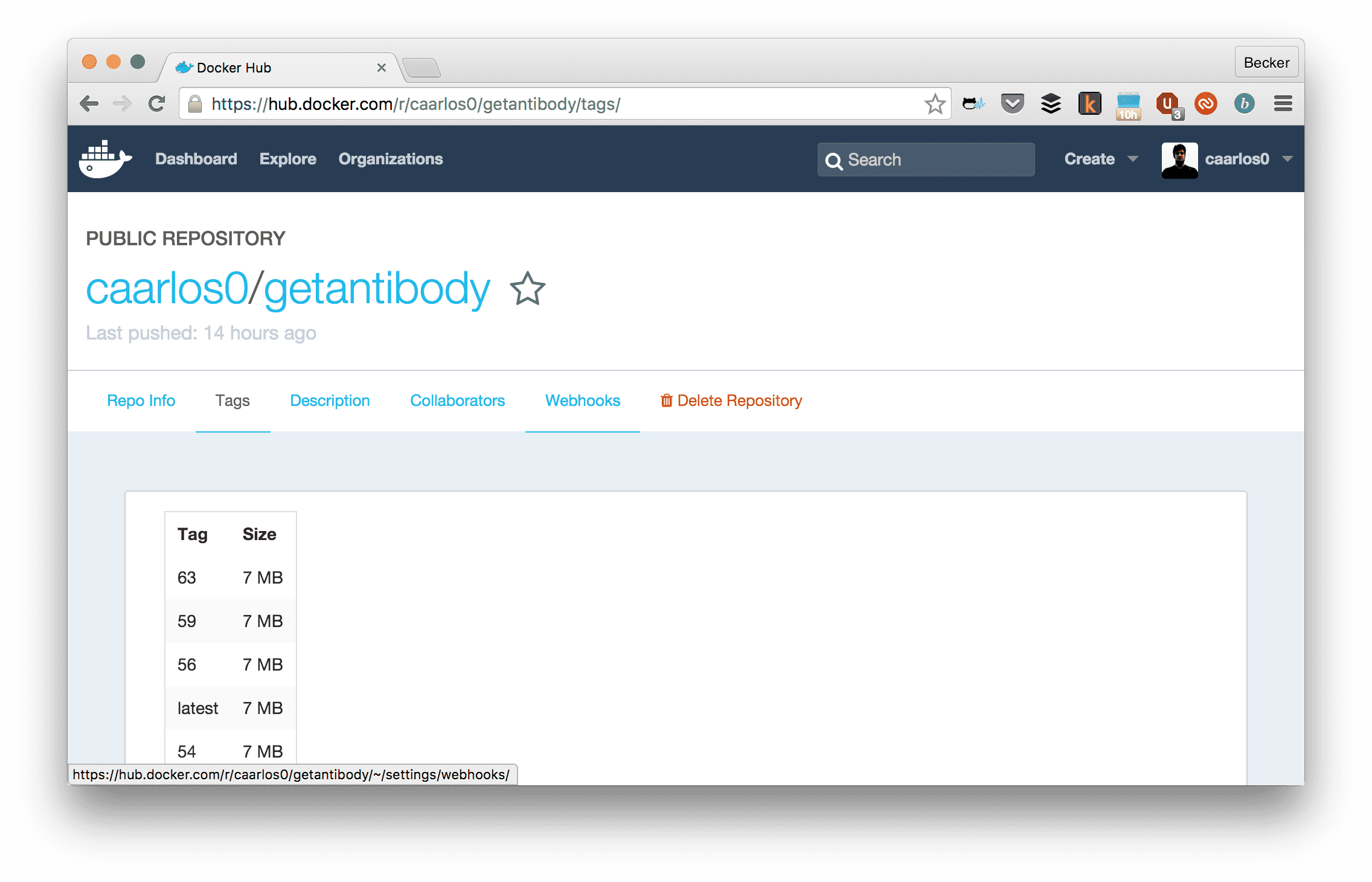 Docker Hub interface.