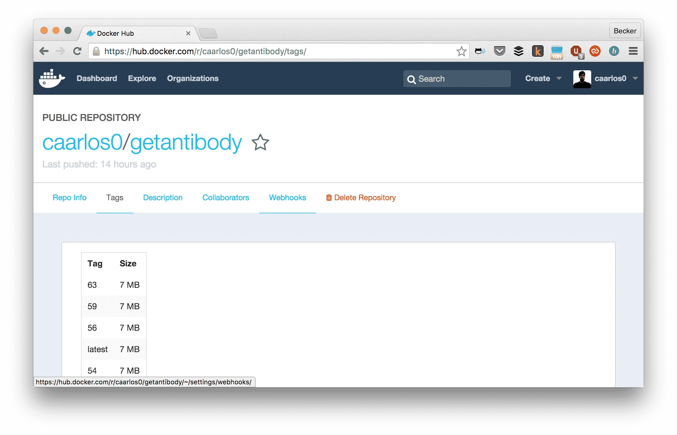 Docker Hub interface.
