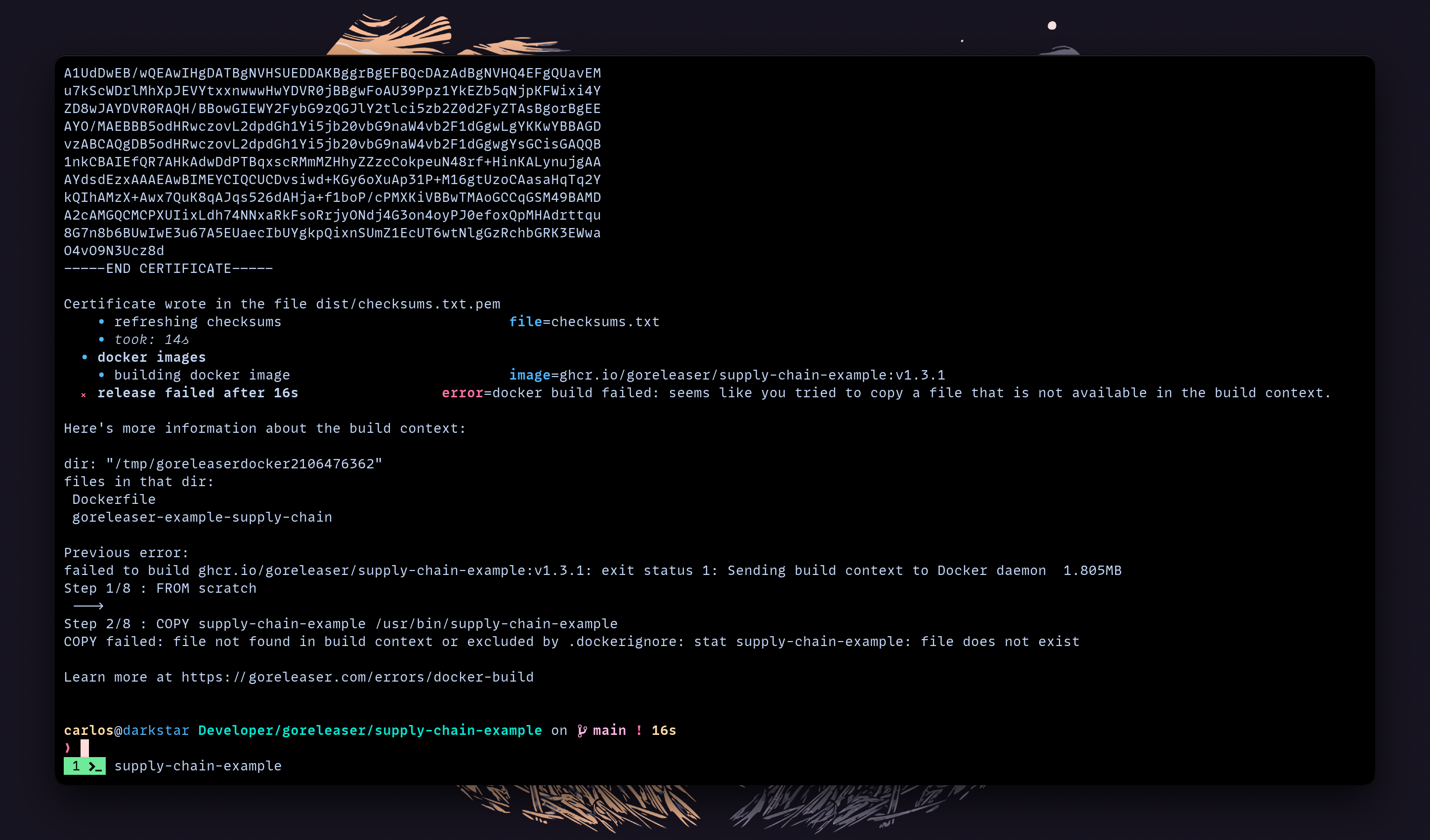better docker image build error output