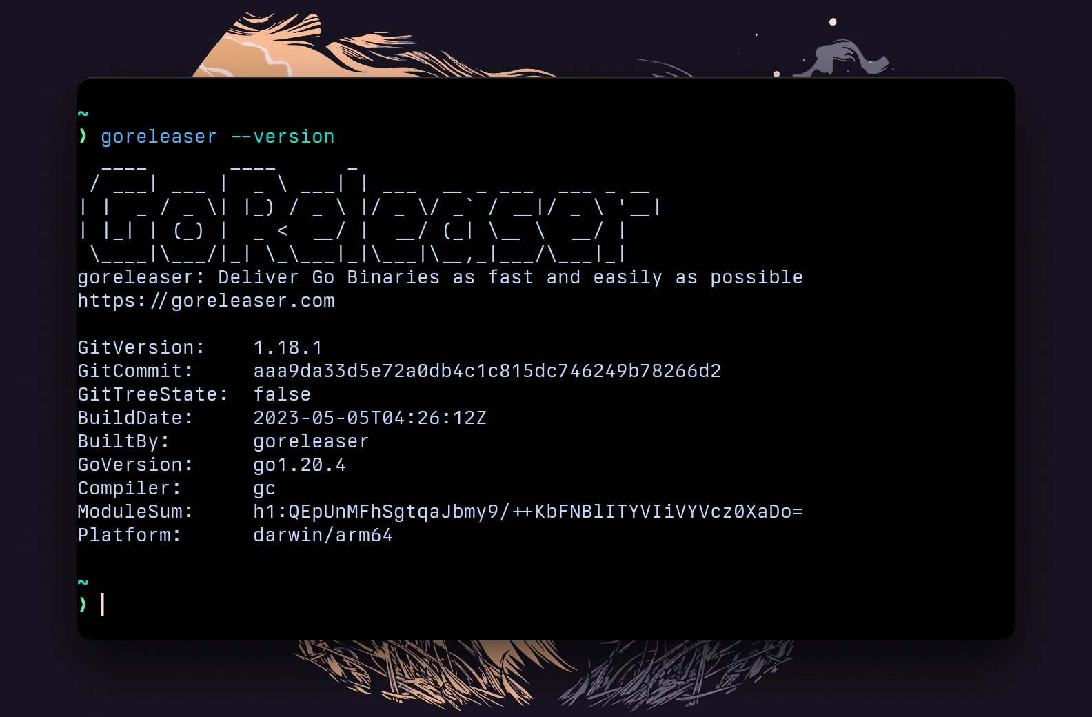 new goreleaser -v output