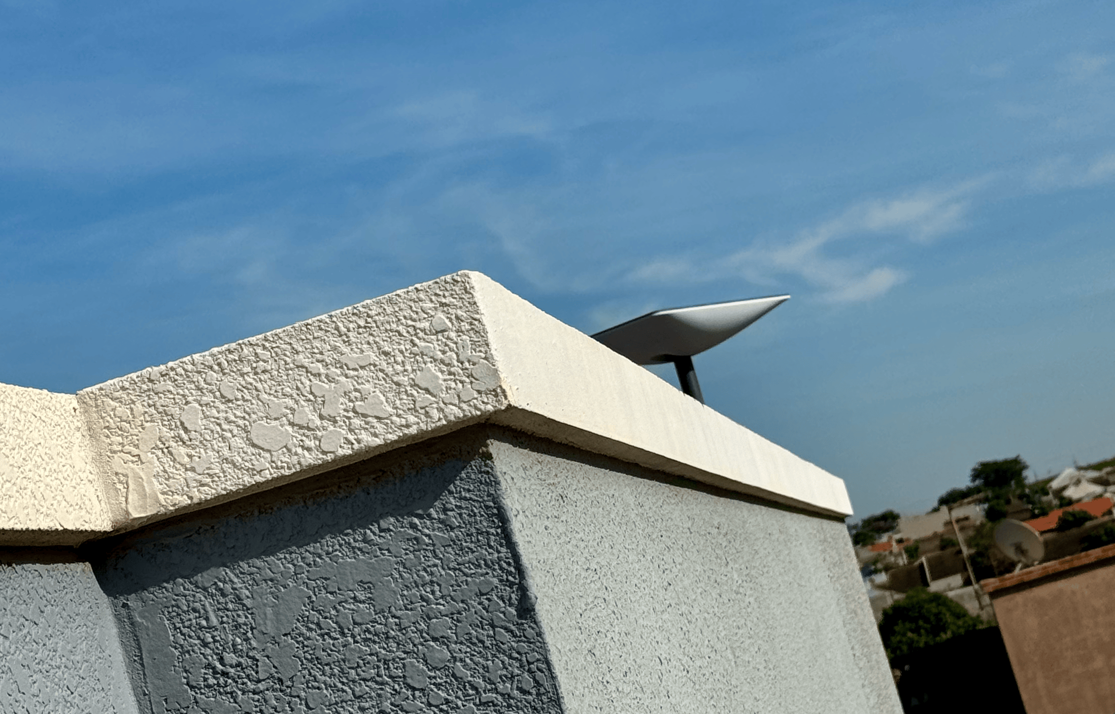 I forgot to take a picture when I was up on the roof, this is the best I could do without climbing too much.